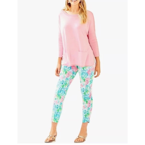 LILLY PULITZER Pink Heather Silver Thread with Pockets “Cobo Sweater” - Picture 2 of 8